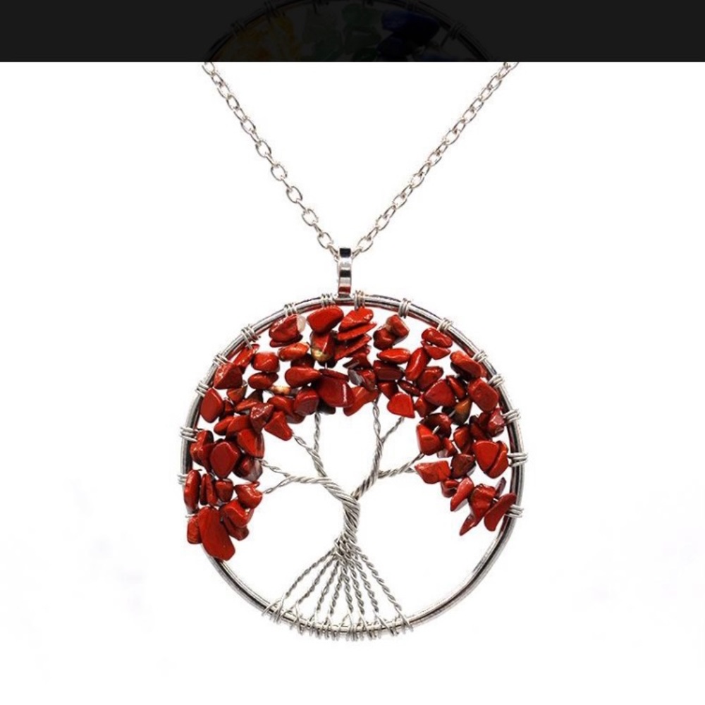 3/$30 Red Jasper, Tree of Life Necklace